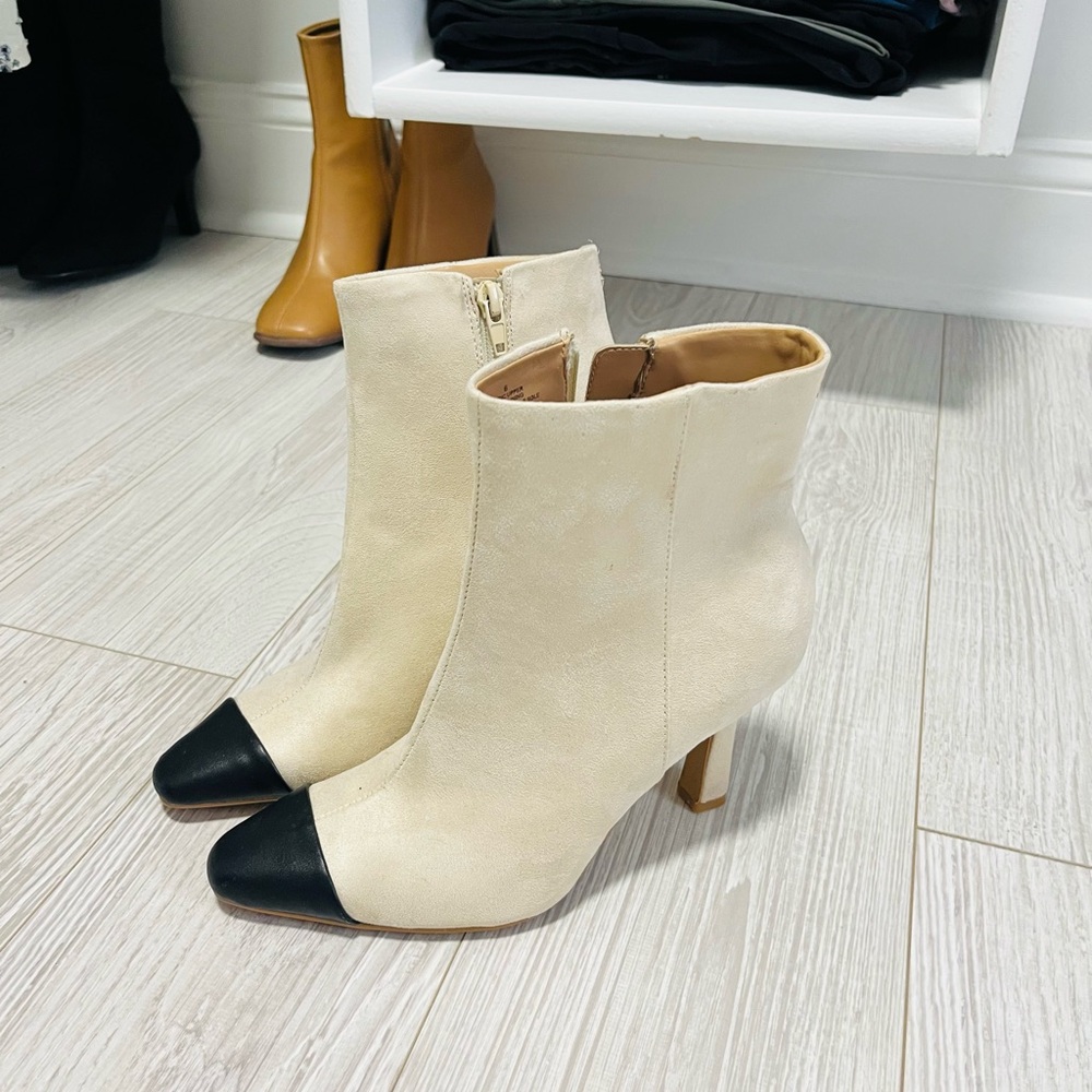 Express Cream and Black Ankle Boots